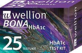 Тест смужки для визначення глікованого гемоглобіну Wellion BONA (HbA1c), 25 шт