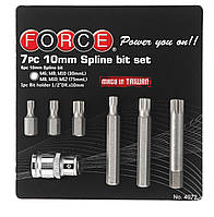 1/2" Набір біт Spline 10 мм 7 пр. на блістері (М6-М12) (FORCE 4072)