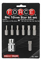 1/2" Набір біт Torx 10 мм 8 пр. на блістері (Т20-Т55) (FORCE 4081)