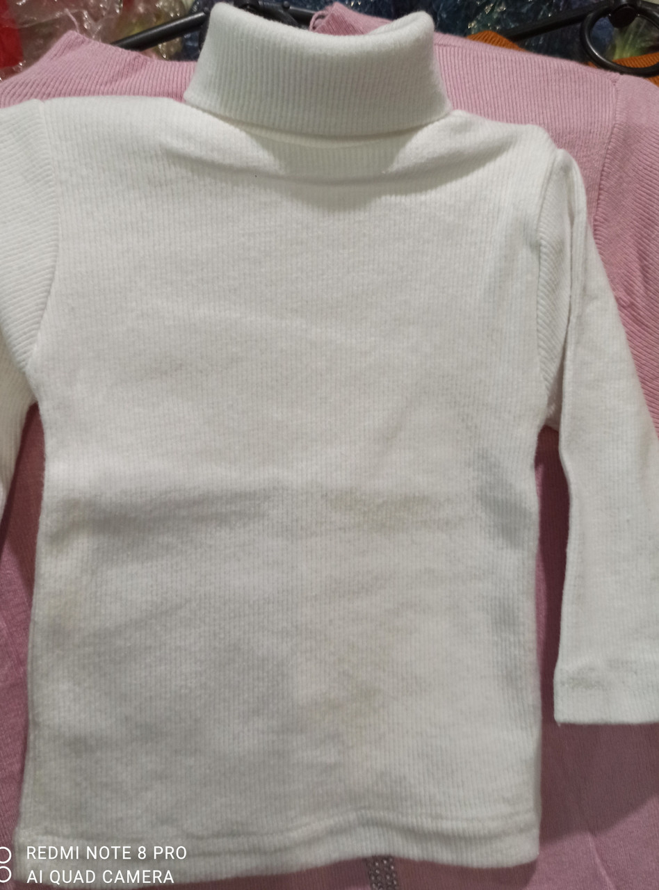 Водолазка дитяча з начосом, на вік 1,2,3года, 95% бавовна, виробникТуреччина, білий колір
