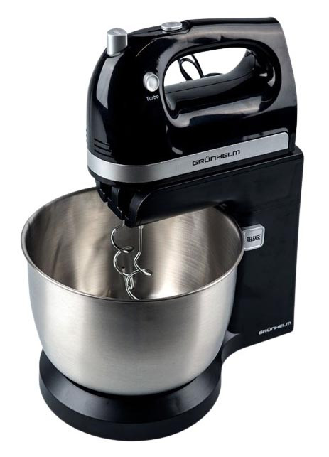 Стаціонарний ручний міксер Grunhelm GRM662B 500 Вт 3.5 л 5 швидкостей із металевою чашею, фото 1