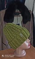 Женская шапка с отворотом, с красивым рельефным узором, безшовные, ручная работа, разные цвета.