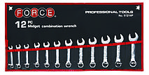 Набір ключів ріжково-накидних укорочених на полотні 12 пр. (8-19 мм) (FORCE 51214P)