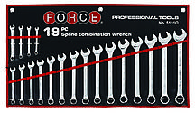 Набір ключів ріжково-накидних Spline на полотні 19 пр. (М6-М24) (FORCE 5191Q)