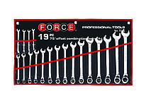 Набір ключів ріжково-накидних відігнутих на 75° на полотні 19 пр. (6-24 мм) (FORCE 5192)