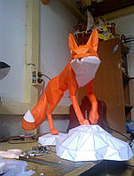 Конструктор із картону оригамі low poly papercraft 3D фігура подарунок сувенір-лис лисиця
