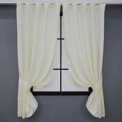 Комплект (2шт. 1,3х1,7м.) коротких штор, льон мармур колекція "Pavliani". Колір кремовий. Код 1172ш 35-0068