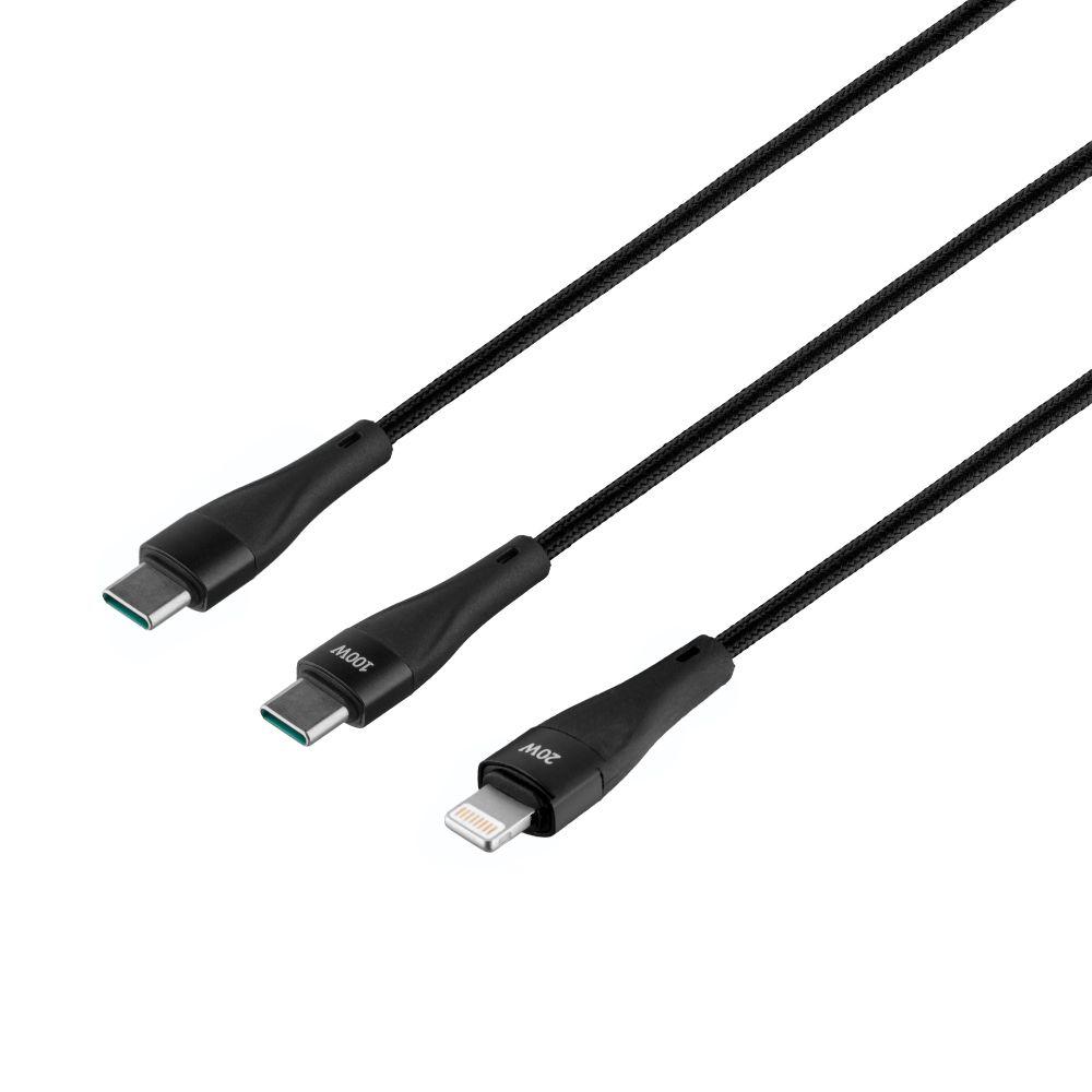 Кабель USB Hoco U102 Super 100W 2 in1 Type-C to Type-C+Lightning Колір Чорний