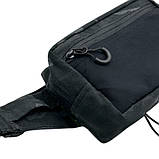 Чоловіча сумка бананка маленька на пояс тактична, мультикам блек з трикотажною вставкою, матеріал Кордура, фото 3