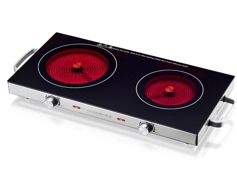 Потужна настільна електроплита на дві (2) конфорки HEINRICH'S 2800 Вт HDK 8696 Електричні плити кухонні, фото 1
