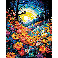 Картина по номерам Strateg Цветочный лес на черном фоне 40х50 см (AH1081)