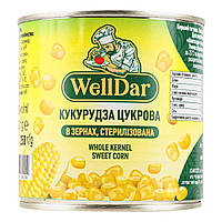 Кукуруза сахарная в зернах, стерилизованная з ключа 425 мл/340 г ТМ WellDar