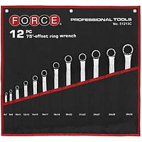Набір ключів накидних, відігнуті на 75° на полотні 12 пр. (6-32 мм) (FORCE 51213C)