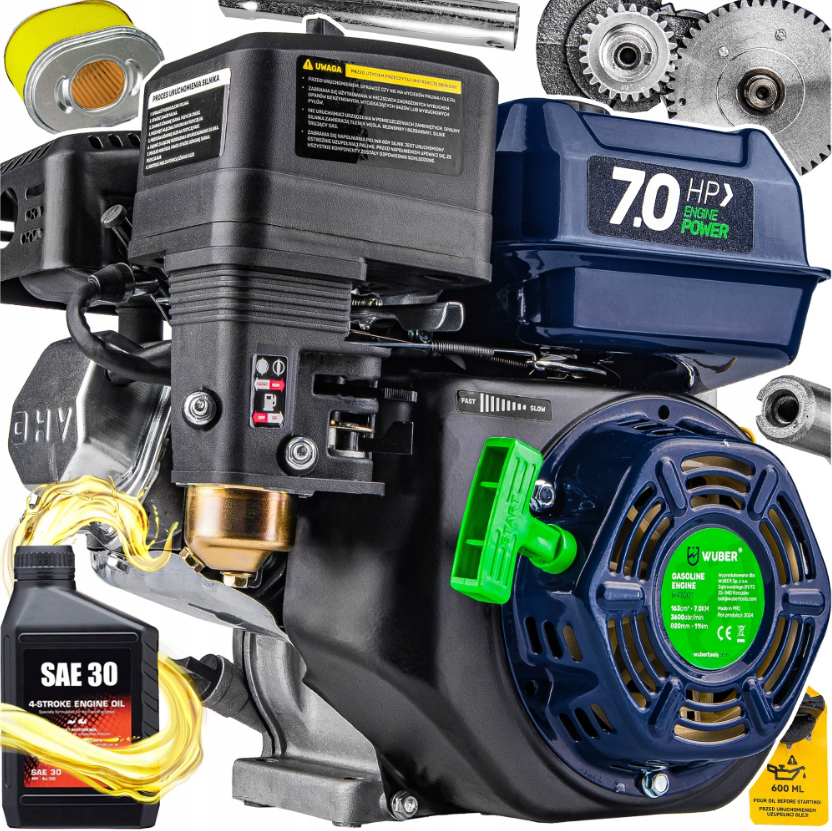 Двигун внутрішнього згоряння 7кВт 20мм WUBER (Польща), фото 1