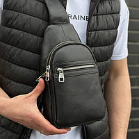 Кожаная сумка-слинг через плечо TIDING BAG черная 3280