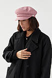 Жіноча кепі з кашеміру з косичкою — рожевий колір, S (є розміри), фото 6