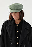 Жіноча кепі з кашеміру з косичкою — м'ятний колір, S (є розміри), фото 6