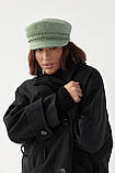 Жіноча кепі з кашеміру з косичкою — м'ятний колір, M (є розміри), фото 5