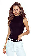 Топ американка женский из трикотажа в рубчик черного цвета. Модель Kamela Eldar