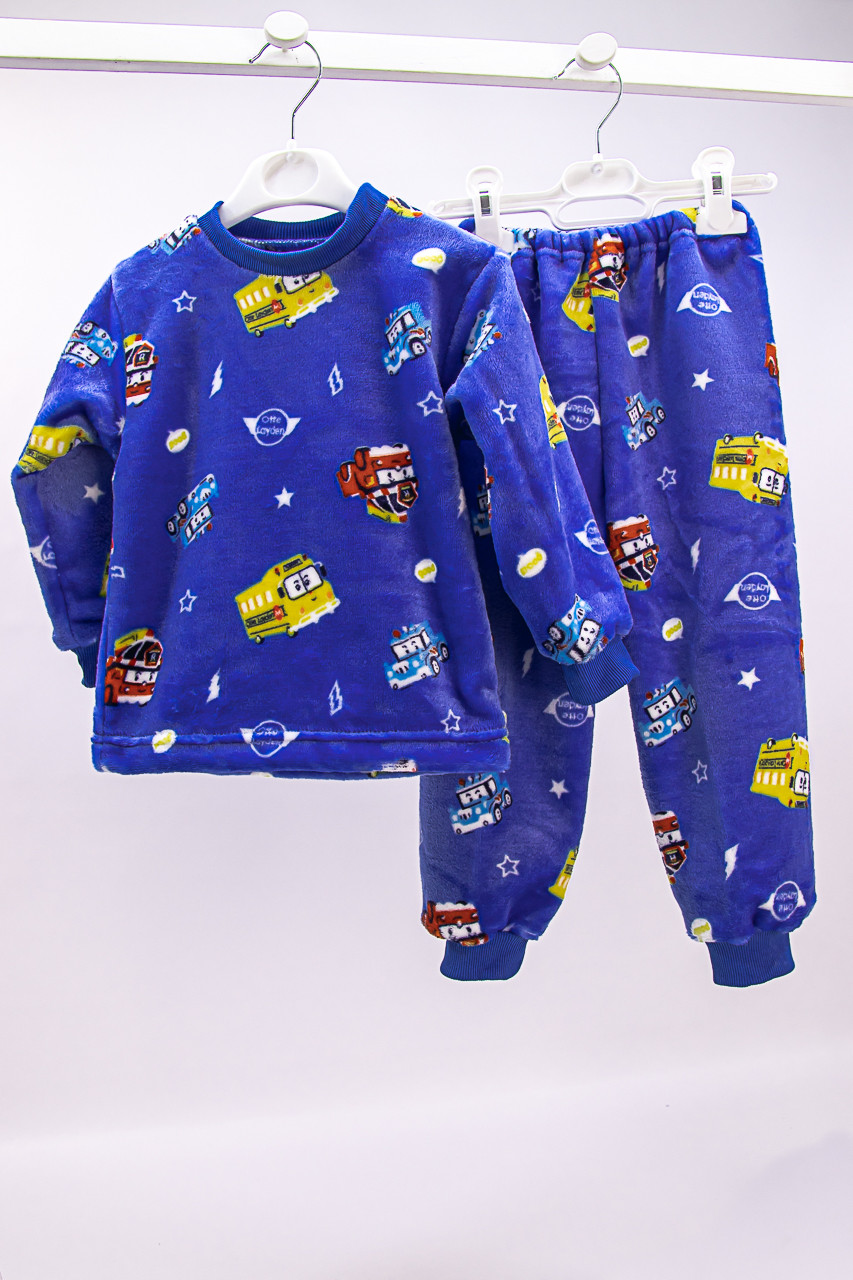 Пухнаста дитяча піжама для хлопчика Машинки