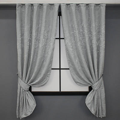 Комплект (2шт. 1,3х1,7м.) коротких штор, льон мармур колекція "Pavliani". Колір сірий. Код 1179ш 35-0067