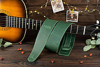 Персонализированный кожаный ремень для гитары зеленый