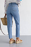 Жіночі джинси МОМ із завищеною талією — блакитний колір, 38р (є розміри), фото 2