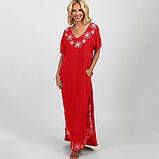 Плаття-туніка жіноче з вишивкою, червоне, фото 4