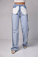 Жіночі джинси з ефектом навиворіт — блакитний колір, 34р (є розміри)