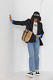 Жіночий піджак із кольоровою підкладкою — чорний колір, L (є розміри), фото 2