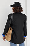 Жіночий піджак із кольоровою підкладкою — чорний колір, L (є розміри), фото 5