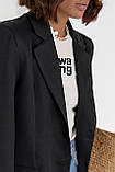 Жіночий піджак із кольоровою підкладкою — чорний колір, L (є розміри), фото 7