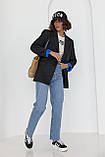 Жіночий піджак із кольоровою підкладкою — чорний колір, L (є розміри), фото 10