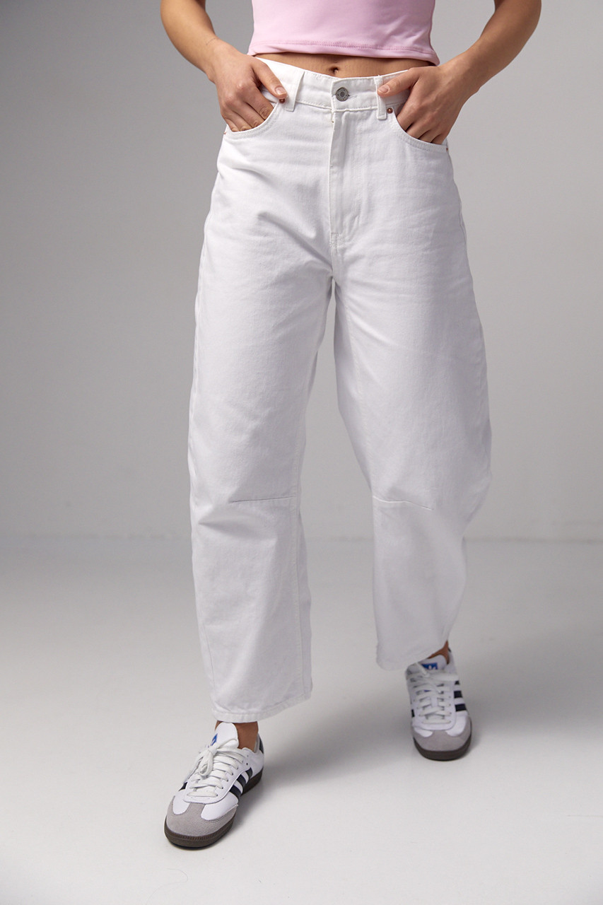 Жіночі джинси-банани wide-leg — білий колір, 42р (є розміри)