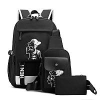 Комплект 3 в 1 - Светящийся школьный рюкзак "Ван Пис" для мальчика или девочки 5, 6, 7+ класс, рюкзак в школу