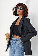 Класичний жіночий піджак без застібки — темно-сірий колір, M (є розміри)