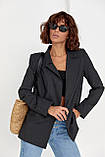 Класичний жіночий піджак без застібки — темно-сірий колір, M (є розміри), фото 2