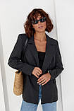 Класичний жіночий піджак без застібки — темно-сірий колір, M (є розміри), фото 7