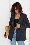 Класичний жіночий піджак без застібки — темно-сірий колір, M (є розміри), фото 8