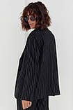 Жіночий піджак на ґудзиках у смужку — чорний колір, L (є розміри), фото 2