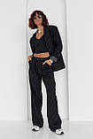 Жіночий піджак на ґудзиках у смужку — чорний колір, L (є розміри), фото 6