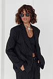 Жіночий піджак на ґудзиках у смужку — чорний колір, L (є розміри), фото 9