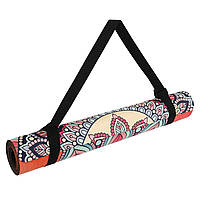 Двошаровий антиковзаючий замшевий килимок для йоги "Record FI-5662-9" (183x61x0,3 см) з принтом Мандала