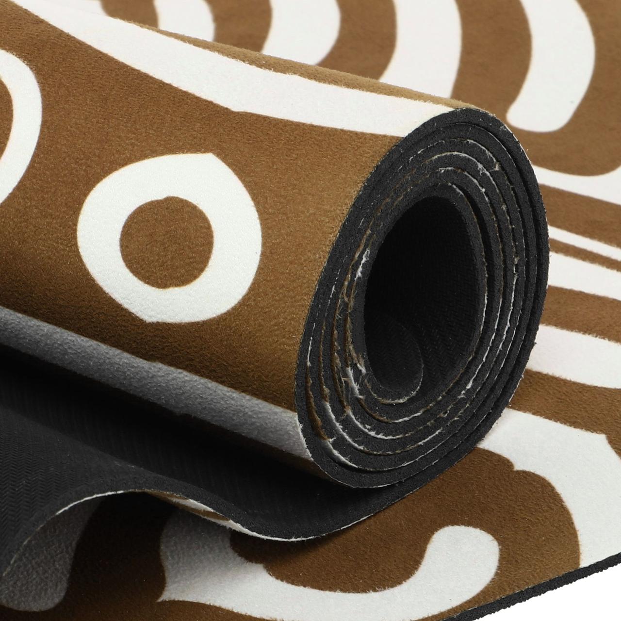 Двошаровий антиковзаючий замшевий килимок для йоги "Record FI-5662-40" (183x61x0,3 см) бежевий, фото 1