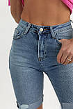 Жіночі джинсові шорти з підкатом — джинс-колір, 34р (є розміри), фото 4