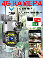 Камера видеонаблюдения уличная 2L-V12 4G ptz camera 1080p app v380 4MP | Уличная камера с двумя объективами