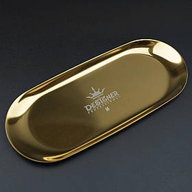 Плоский металевий лоток Дизайнер (розмір - 23х9,8см.) для зберігання інструментів та декору - M Gold