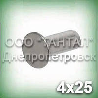 Заклепка Ø4х25 неіржавка А4 ГОСТ 10300-80, DIN 302, DIN 661, ISO 1051 з потайною головкою