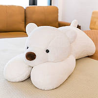 Мягкая плюшевая игрушка подушка антистресс медвеженок 60см Белый