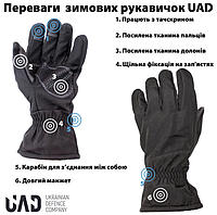Рукавички тактичні Сенсорні Чорні SoftShell (M), повнопалі рукавички для військових AURA